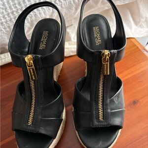 Michael Kors Black Wedges with Gold Zipper